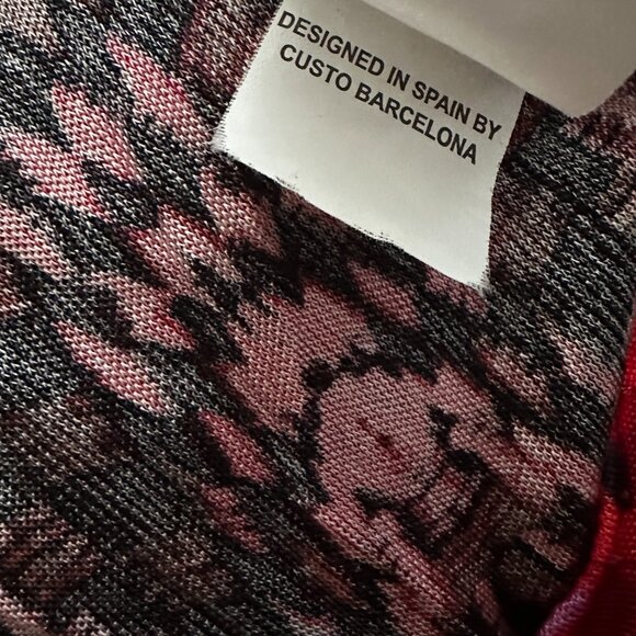 Custo Line Amazing Graphic Red Tunic Style Shirt with Short Sleeves 100% Viscose - Picture 3 of 7